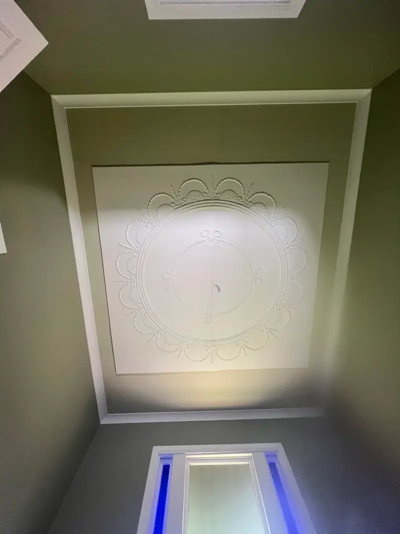 Period-style plaster ceiling rose installed in Victorian-era home in regional Victoria