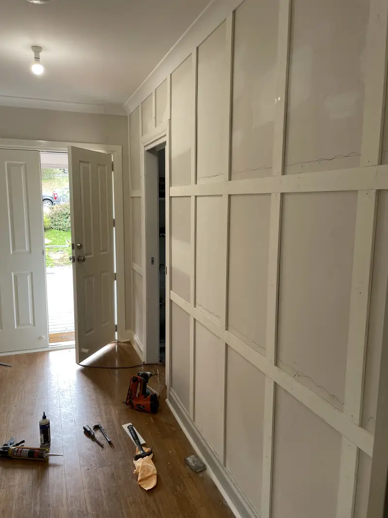 Freshly plastered and set ceiling in a residential property in Seymour